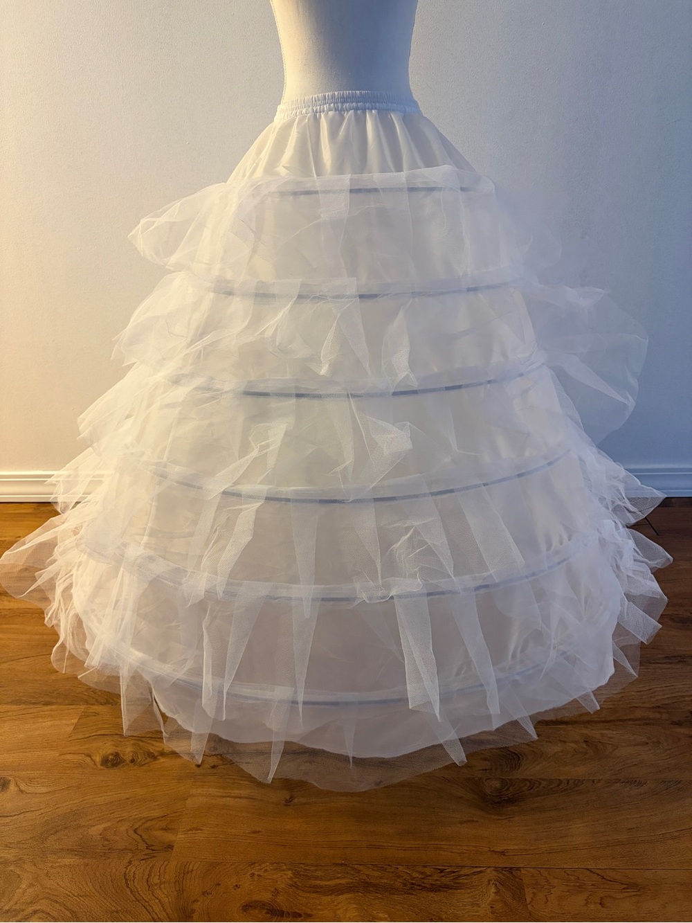 White Petticoat for Wedding Dress 6 Hoop 6 Layers Tulle Ball Gown Prom Crinoline